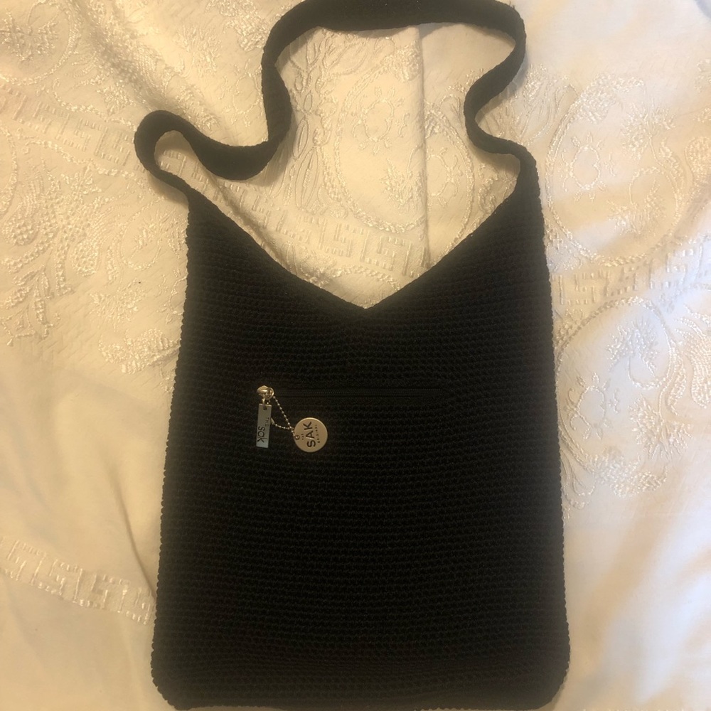 The Sak black crocheted shoulder bag